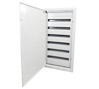 Doktorvolt Scatola di distribuzione a incasso, scatola di fusibili, scatola di distribuzione, alloggiamento in metallo, 144 moduli, 6 file, con porta bianca, IP30, IK07, per installazione in casa