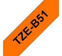 Cassetta etichettatrice Brother TZE-B51 nero su arancione fluorescente laminata 24 mm