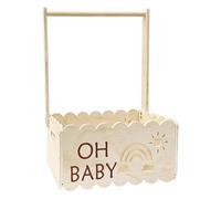 Cassetta in legno per baby shower, cestino per bambini con manico, scatola decorativa, regalo affascinante per figlia, battesimo in famiglia, doccia e celebrazione della gravidanza, 50 x 33 x 22 cm