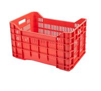 Cassetta in plastica (HDPE) per ortofrutta, sovrapponibile, capacità 40 Lt, Mis. 530 L x 360 P x 310 H mm, base chiusa e pareti forate
