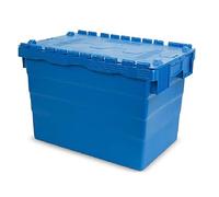 Cassetta in plastica (PP) sovrapponibile ed inseribile, capacità 95 Lt, Mis. 600 L x 400 P x 516 H mm, con coperchio integrato