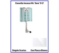 Cassetta Incasso Scarico Singolo Wc Bagno Sara 9 LT con Placca Mono Tasto Bianca