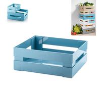 Cassetta Large portafrutta , in materiale acrilico Tidy&Store Kitchen Active Design , portatutto 30,5x22,5xh11,5 cm impilabile in acrilico celeste opaco scuro