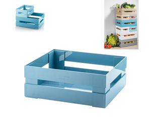 Cassetta Large portafrutta , in materiale acrilico Tidy&Store Kitchen Active Design , portatutto 30,5x22,5xh11,5 cm impilabile in acrilico celeste opaco scuro