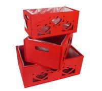 Cassetta Legno Cuori S/3 Decorazione Festa Innamorati