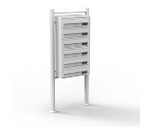 Cassetta let. condominiale bianca a 6 compartim. con supporto verniciata a polv.