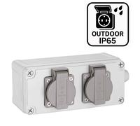 Cassetta Multipresa Elettrica Esterno da Parete 2 Prese Shucko Impermeabili IP54