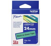 Cassetta nastro Brother TZe TZe-751 Colore Nastro: Verde Colore carattere:Nero