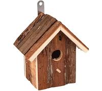 Cassetta nido per uccelli - Gitano Legno - 16 cm - Per cincia azzurra, lucherino & scricciolo - Abete resistente alle intemperie - Foro 28 mm - Gancio metallico - Flamingo