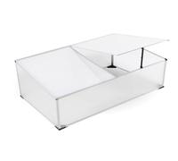 Cassetta per aiuole con coperchio diviso, 120 x 80 cm, piccola serra con tetto inclinato, in policarbonato, con copertura per aiuole