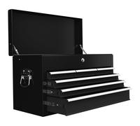 Cassetta per Attrezzi 6 Cassetti con Serratura 60x26x34 cm in Acciaio Nero