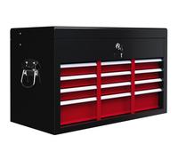 Cassetta per Attrezzi a 6 Cassetti 60x26x34 cm con Serratura in Acciaio Nero e Rosso