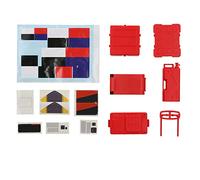 Cassetta per attrezzi da pesca in plastica simulata, accessorio decorativo per auto RC a scala 1/10, adatto a veicoli RC come SCX10 e TRX4, con scomparti apribili e adesivi per un (Rossa)