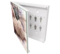 Cassetta per Chiavi 30x30 cm | Bianco | A Sinistra | Montaggio a Parete | Gatti dormienti | in Metallo | per Uffici | Frontale Decorativo in Vetro Temperato | Tasselli e Viti Inclusi
