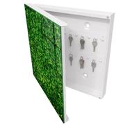 Cassetta per Chiavi 30x30 cm | Bianco | A Sinistra | Montaggio a Parete | Giardino Verde | Tasselli e Viti Inclusi | in Metallo | Frontale Decorativo in Vetro Temperato | per Uffici