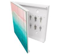Cassetta per Chiavi 30x30 cm | Bianco | A Sinistra | Montaggio a Parete | Spiaggia dei sogni | Frontale Decorativo in Vetro Temperato | in Metallo | per Uffici | Tasselli e Viti Inclusi