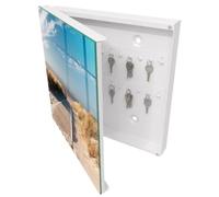 Cassetta per Chiavi 30x30 cm | Bianco | A Sinistra | Montaggio a Parete | Una spiaggia tranquilla | per Uffici | Tasselli e Viti Inclusi | Frontale Decorativo in Vetro Temperato | in Metallo