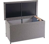 Cassetta per cuscini in poly-rattan HWC-D88, cassapanca da giardino Cassetta per cuscini ~ Basic grey, 51x115x59cm 250l