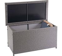 Cassetta per cuscini in poly rattan HWC-D88, cassapanca da giardino Cassetta per cuscini ~ Grigio base, 51x100x50cm 170l