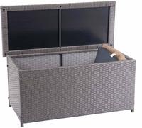 Cassetta per cuscini in poly rattan HWC-D88, cassapanca da giardino Cassetta per cuscini ~ Grigio base, 63x135x52cm 320l