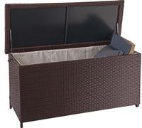 Cassetta per cuscini in poly-rattan HWC-D88, cassapanca da giardino Cassetta per cuscini ~ Premium marrone, 63x135x52cm 320l