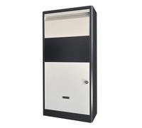 Cassetta per la consegna dei pacchi da esterno, mobiletto indipendente in metallo per corrieri con serratura a password, deposito pacchi resistente alle intemperie e antifurto(Black)