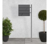 Cassetta per lettere con piedistallo scomparto per giornali acciaio argento