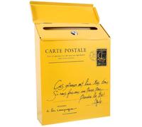 Cassetta per Posta Vintage in Ferro Gialla da Parete | Stile Decorativo Rétro, Chiusura Lucchetto, per Lettere e Riviste All'ingresso di Aziende