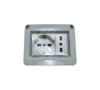 Topolenashop Cassetta Elettrica Esterna IP55, Cassetta Elettrica da Muro, Scatola Esterna Presa per Apparecchi Elettrici (BOX Schuko + 1 Presa Bipasso)