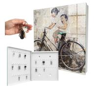 Cassetta portachiavi 30x30 cm Bambini e bicicletta Porta Sinistra Bianco | Appendiabiti | Bacheca | Vetrinetta | Nicchia | Casellario | Armadio | Gancio | Quadro | Mobiletto | Contenitore | Supporto