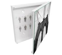 Cassetta Portachiavi 30x30 cm | Bianco | A Destra | Montaggio a Parete | Un capolavoro architettonico | per Uffici | Tasselli e Viti Inclusi | Frontale Decorativo in Vetro Temperato | in Metallo
