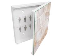 Cassetta Portachiavi 30x30 cm | Bianco | A Destra | Montaggio a Parete | Una pietra sottile | Tasselli e Viti Inclusi | Frontale Decorativo in Vetro Temperato | per Uffici | in Metallo