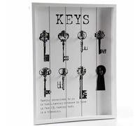 Cassetta Portachiavi Da Parete 6 Ganci In Legno MDF Bianco Decorazione Chiavi