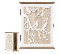 Cassetta Portachiavi in Legno con Cavità Europee, Parete Vintage Porta Chiavi Muro, con 6 Ganci Chiavi, Stile Rustico, per Keys, Gioielli, Piccoli Oggetti, per Ingresso, Corridoio, Ufficio (Uccello)