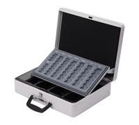 Cassetta portadenaro Relaxdays, con Serratura, Scomparti per Monete e Banconote, HxLxP: 10x37x28 cm, Ferro, Bianca