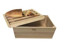 Cassetta Porta Pane In Legno Naturale Con Tagliere Raccogli Briciole 36 x 26 x 15 cm