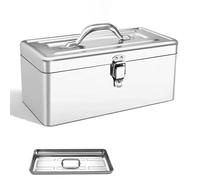 Cassetta portautensili in acciaio inox - Portautensili portatile a sbalzo con maniglia per il trasporto e design bloccabile per attrezzi