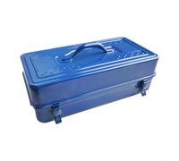 Cassetta portautensili in acciaio resistente, design portatile con comoda maniglia per organizzare gli strumenti in officina, garage o casa blu (45 x 24 x 15 cm)