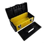 Cassetta portautensili per casa e giardino, organizer di grande capacità, con vassoio rimovibile, custodia portatile con serratura compatibile con utensili manuali e elettrici, in acciaio inox (35,5