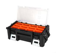 Cassetta portautensili portatile con maniglia in alluminio con fibbia magnetica, organizer multi-scomparto in plastica PP per viti, parti e utensili domestici, 46 x 24 x 14,5 cm