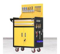 Cassetta portautensili resistente con cassetto di bloccaggio, carrello multiuso con piastra sospesa e ganci per l'organizzazione di garage, magazzini e officine