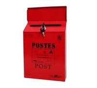 Cassetta Posta Cassetta dei suggerimenti in ferro in stile rustico postale da parete con serratura Sicura Vibrante for il posto di lavoro per la Casa(Red A)