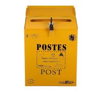 Cassetta Posta Vintage in Ferro Gialla, Montaggio a Parete | Casetta delle Lettere Retrò, Chiusura Chiave, Decorazione Americana, Uso Domestico e Piccoli Pacchi