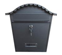 Cassetta postale a muro, Cassetta postale classica in acciaio zincato con serratura, da parete, for lettere, giornali, resistente alle intemperie(Black)
