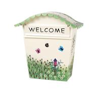 cassetta postale a muro, Stile pastorale creativo, materiale in lamiera zincata(White-butterfly)