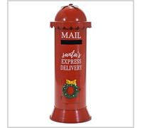 CASSETTA POSTALE BABBO NATALE DECORAZIONE MAILBOX IN METALLO H 52 cm / Ø19 cm