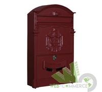 CASSETTA POSTALE BUCA LETTERE POSTA REGIA ROSSO 25,5X9X41 CM ALLUMINIO