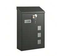 Cassetta Postale, Cassetta della Posta da Parete, con Finestrelle, Targhetta, Serratura con Cilindro in Rame e Copertura, Facile da Montare, Moderno, Nero UN PICCOLO CAMBIO PER UN GRANDE PROGRESSO: Di