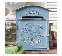 Cassetta Postale Cassetta postale da giardino for esterni, cassetta postale in ferro metallico, cassetta postale vintage, dimensioni 26,5 * 10 * 31,5H CM, blu, verde, famiglia Villa