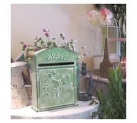 Cassetta Postale Cassetta postale da giardino for esterni, cassetta postale in ferro metallico, cassetta postale vintage, dimensioni 26,5 * 10 * 31,5H CM, blu, verde, famiglia Villa